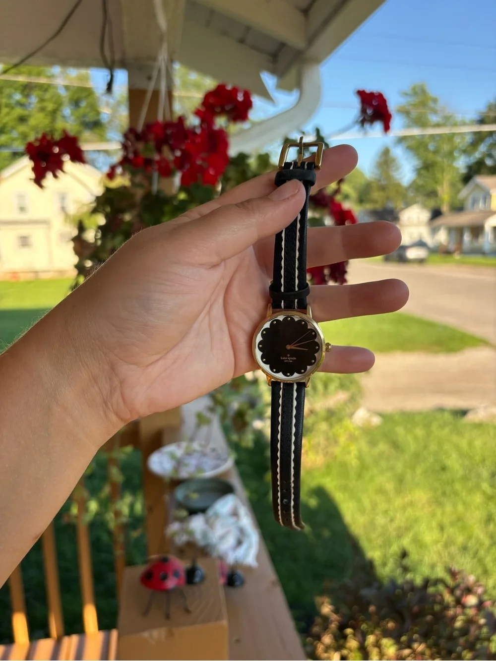 kate spade Black Dial with Gold Case and Black Leather Strap